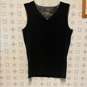 White Stag Black Lace Trim Tank Top